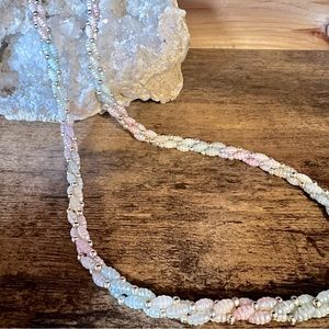 Rice pearl look dainty twisted strand necklace pastel colors 24 in